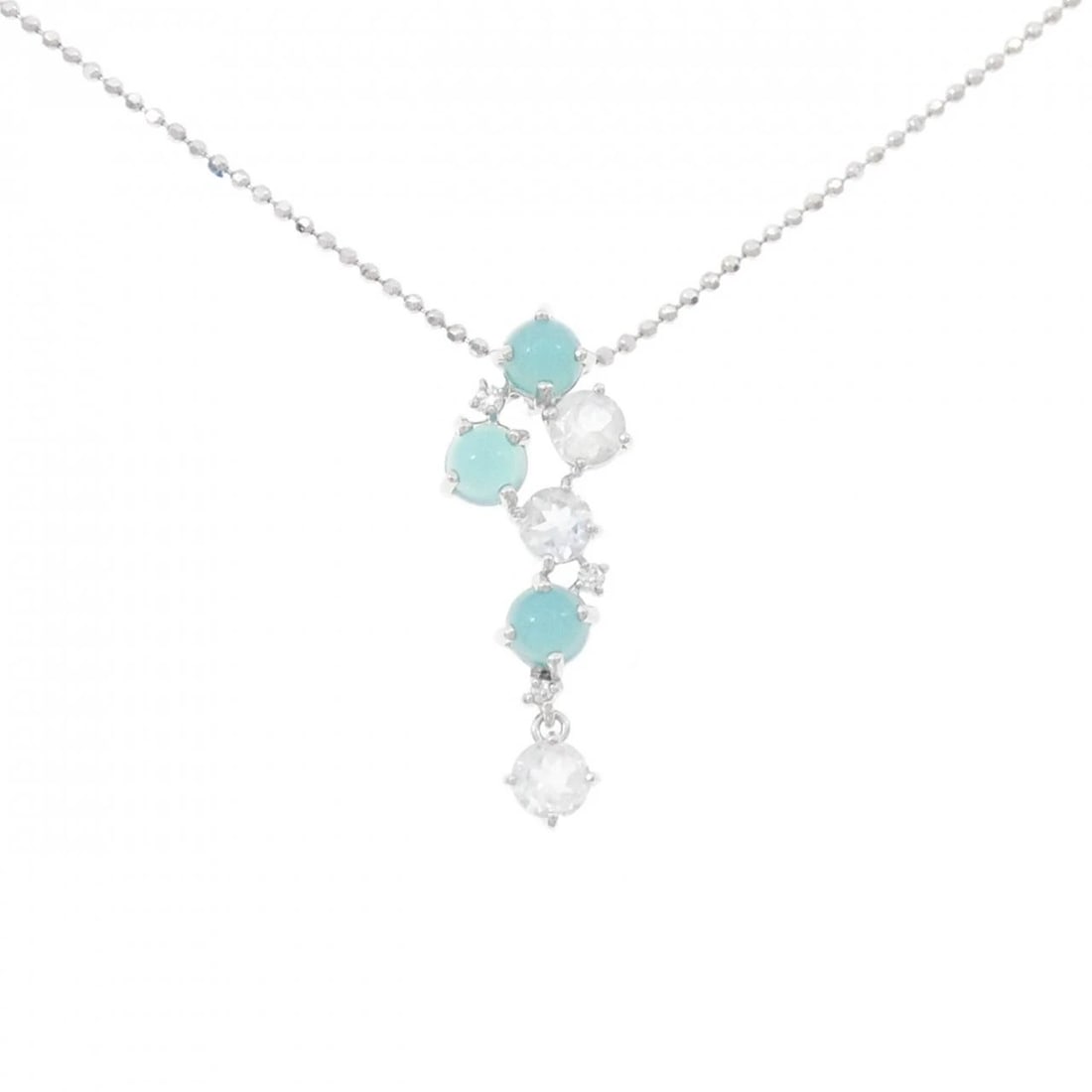 TASAKI COLOR STONE NECKLACE: TASAKI Color Stone Necklace Brand: TASAKI Type: Necklace Material: K18 White Gold Color: White Gold Size: 39-43cm Pendant top H x W: 28.5mmx10.4mm Chain Max. W: 1.1mm Accessories: None