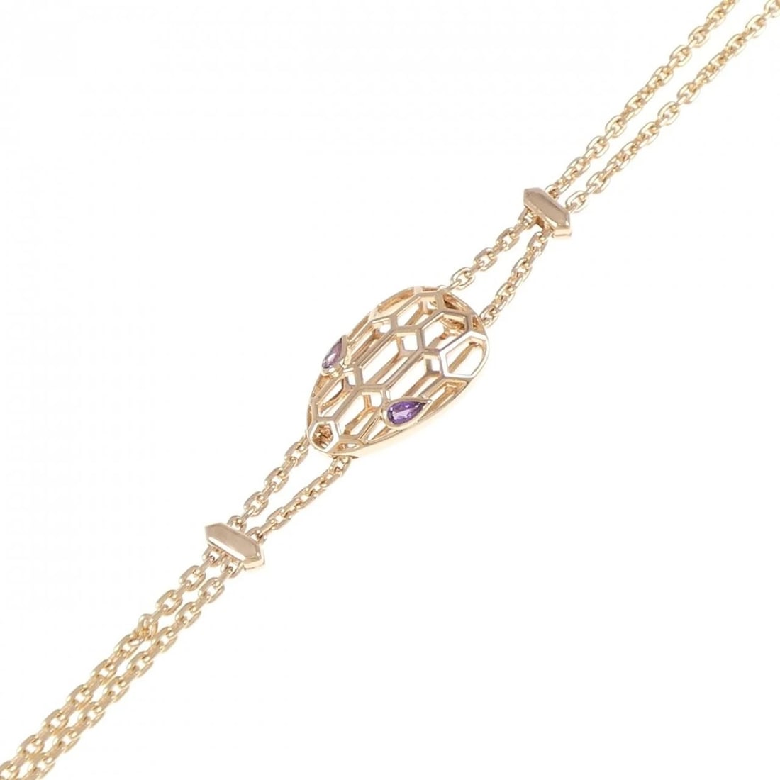 BVLGARI SERPENTI BRACELET: BVLGARI Serpenti Bracelet Brand: BVLGARI Type: Bracelet Material: 750 Pink Gold Main Stone/Creation Amethyst Color: Pink Gold Size: 6.9in/20in Accessories: None Accessories Notice: When