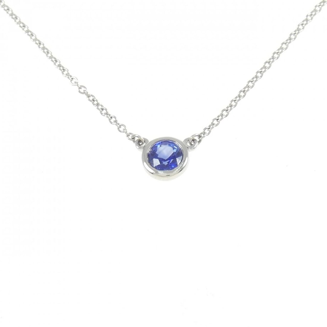 TIFFANY COLOR BY THE YARD NECKLACE: Tiffany Color By the Yard Necklace Brand: Tiffany Type: Necklace Material: Platinum 950 Main Stone/Creation Sapphire Color: Platinum Size: 41cm Accessories: None Accessories Notice: When