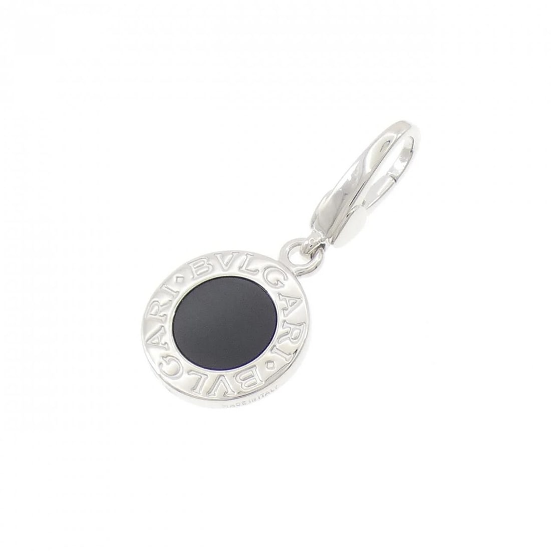 BVLGARI CHARM: Bvlgari Charm Brand: BVLGARI Type: Pendant Brooch Material: 750 White Gold Main Stone/Creation Onyx Color: White Gold Size: ActualSize HxW: 27.5mmx13.0mm Accessories: None Accessories Noti