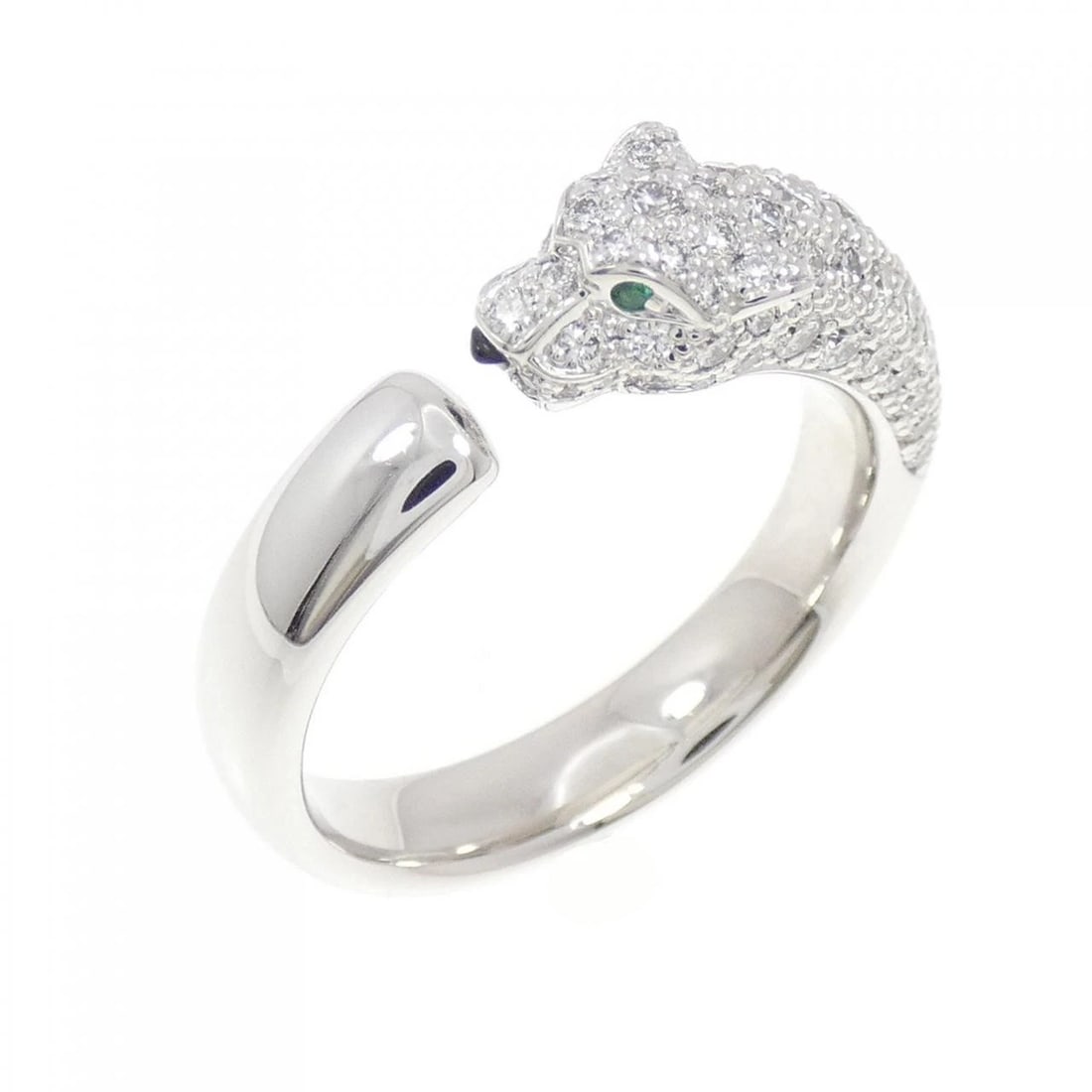 CARTIER PANTHERE RING: Cartier Panthere Ring Brand: Cartier Type: Ring Material: 750 White Gold Main Stone/Creation Emerald Color: White Gold Size: 10 (US size) Accessories: None Accessories Notice: When purchasing