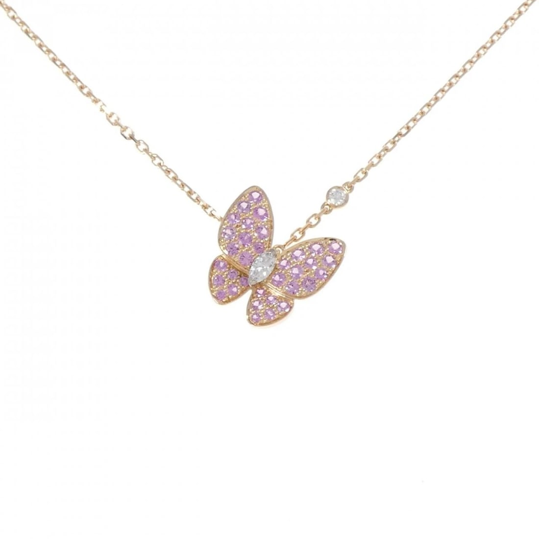 VAN CLEEF & ARPELS DE PAPILLON NECKLACE: Van Cleef & Arpels de Papillon Necklace Brand: Van Cleef & Arpels Type: Necklace Material: 750 Pink Gold 750 White Gold Main Stone/Creation Sapphire Color: Pink Gold,White Gold Size: 37 41cm Acce