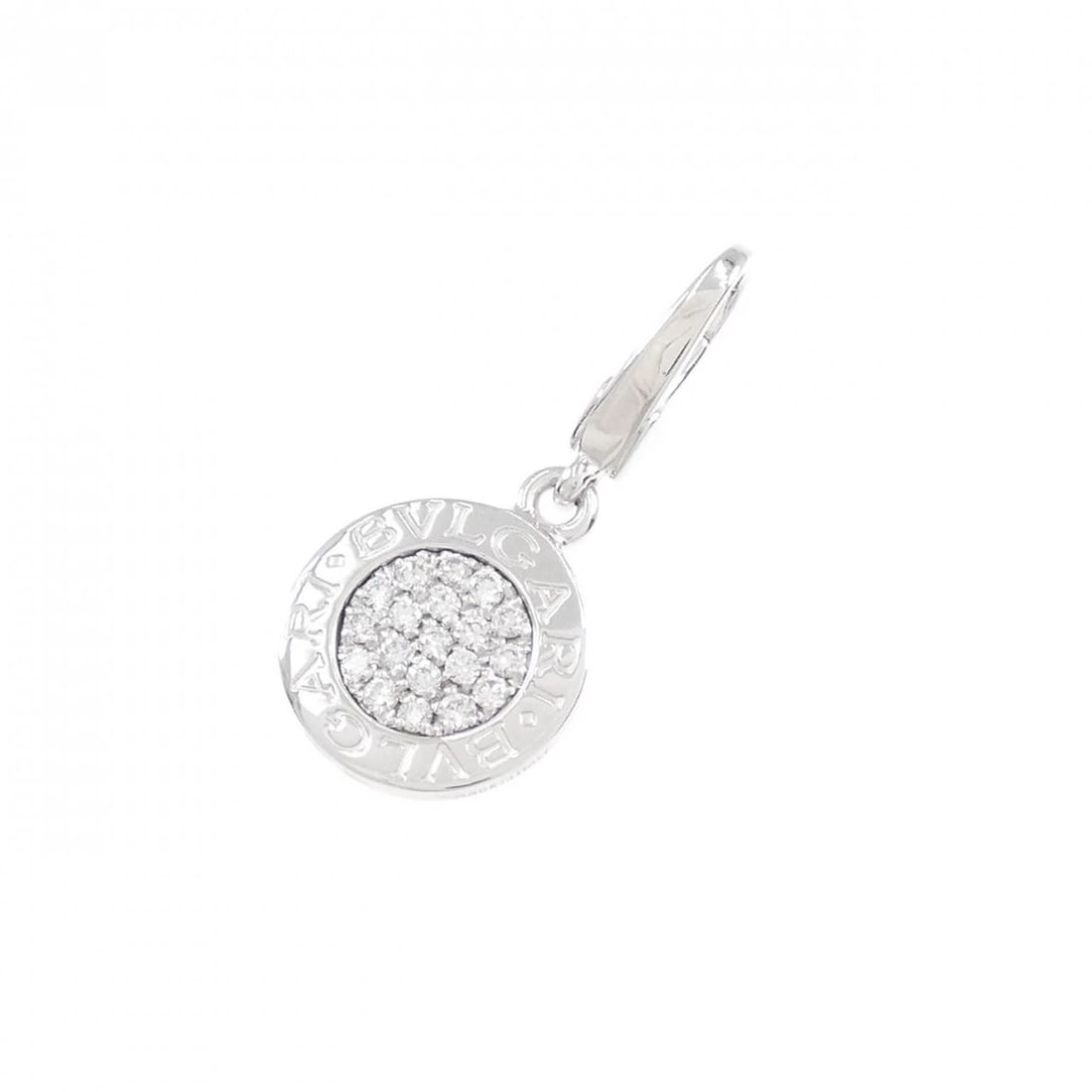 BVLGARI CHARM: Bvlgari Charm Brand: BVLGARI Type: Pendant Brooch Material: 750 White Gold Main Stone/Creation Natural Color: White Gold Size: ActualSize HxW: 28.3mmx12.9mm Accessories: None Accessories