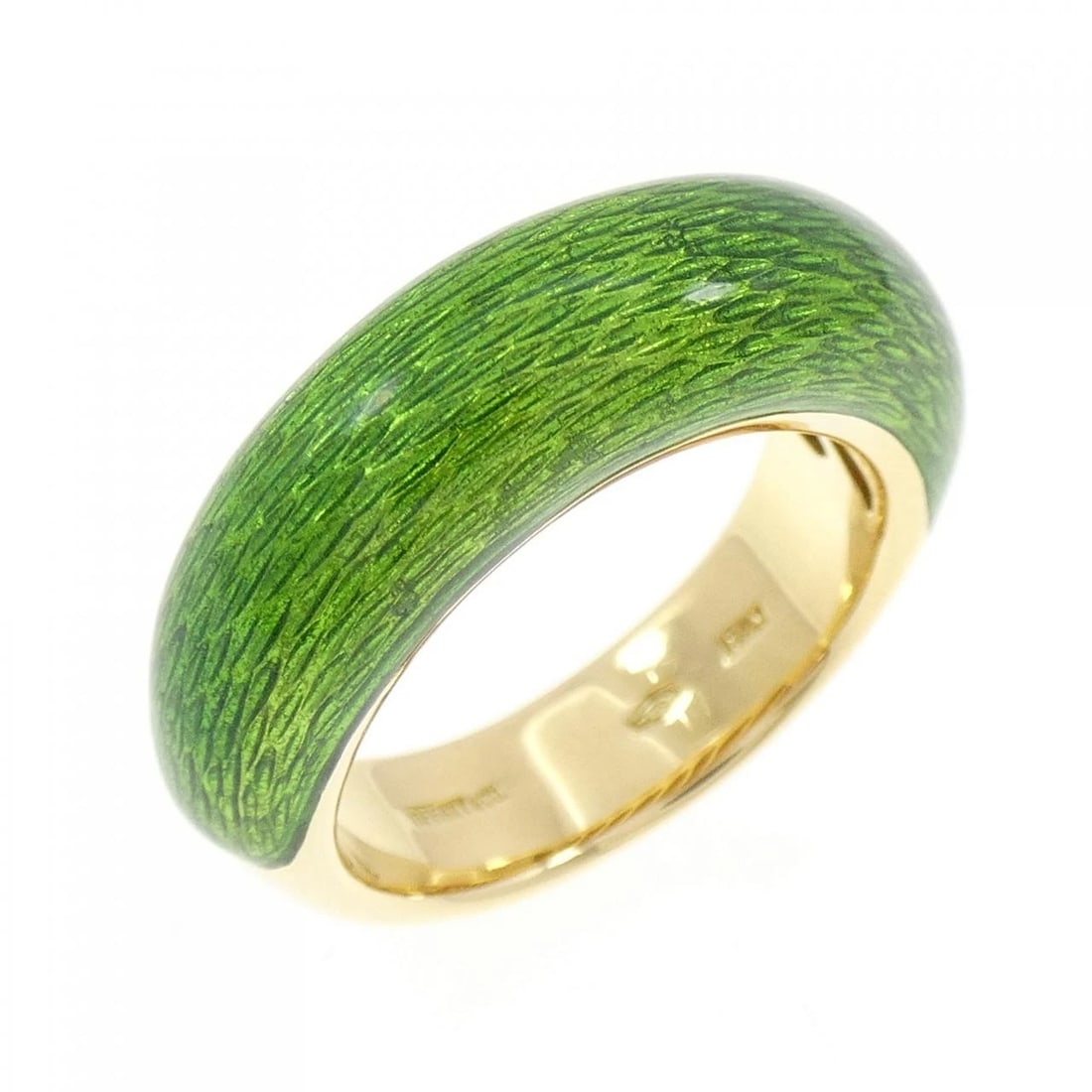 TIFFANY ENAMEL RING: Tiffany Enamel Ring Brand: Tiffany Type: Ring Material: 750 Yellow Gold Main Stone/Creation Enamel Color: Yellow Gold Size: 6.5-7 (US size) Accessories: None Accessories Notice: When