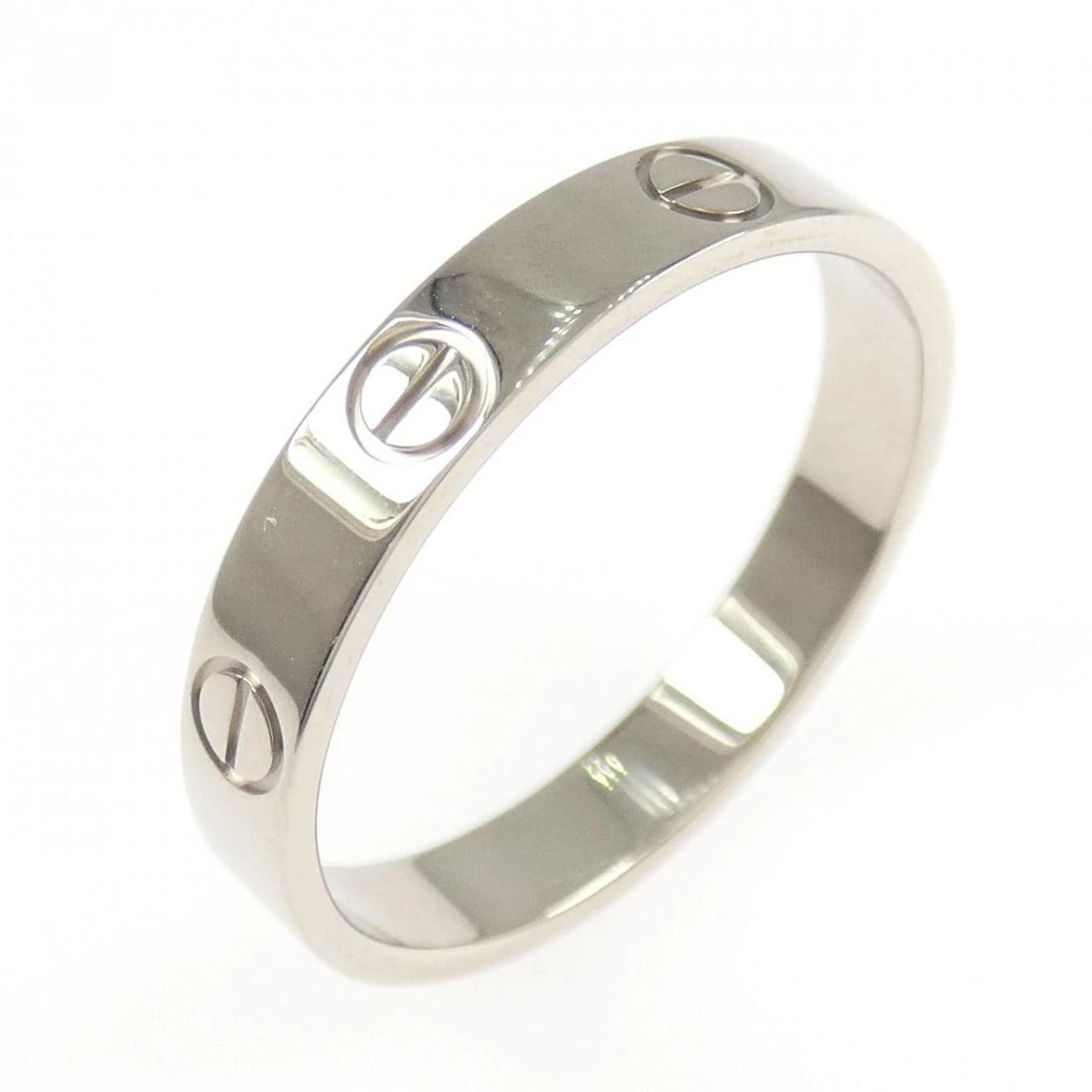 CARTIER MINI LOVE RING: Cartier Mini Love Ring Brand: Cartier Type: Ring Material: 750 White Gold Color: White Gold Size: 8.5 (US size) (57) Accessories: None Accessories Notice: When purchasing pre-owned goods,