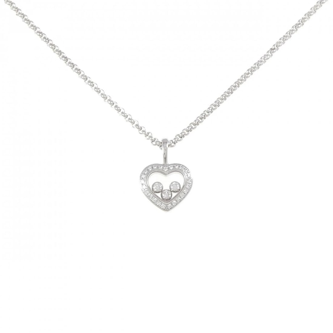 CHOPARD HEART DIAMOND NECKLACE: Chopard Heart Diamond Necklace Brand: Chopard Type: Necklace Material: 750 White Gold Main Stone/Creation Natural Color: White Gold Size: 43cm Accessories: None Accessories Notice: When pu