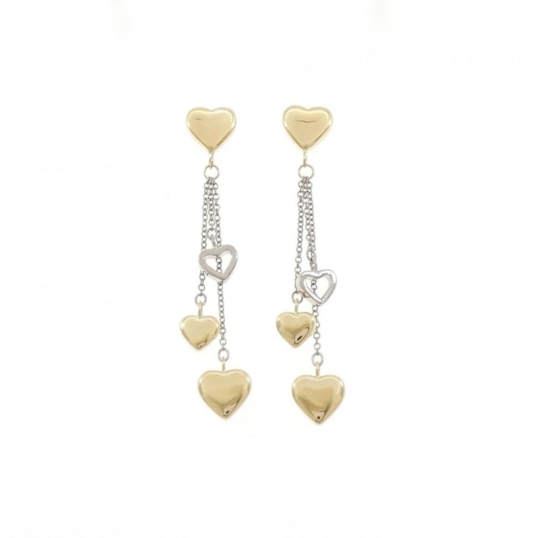 TIFFANY MULTI HEART DROP EARRINGS: Tiffany Multi heart drop Earrings Brand: Tiffany Type: Earrings Material: 750 Yellow Gold 750 White Gold Color: Yellow Gold,White Gold Size: ActualSize HxW: 49.8mmx8.0mm Accessories: None