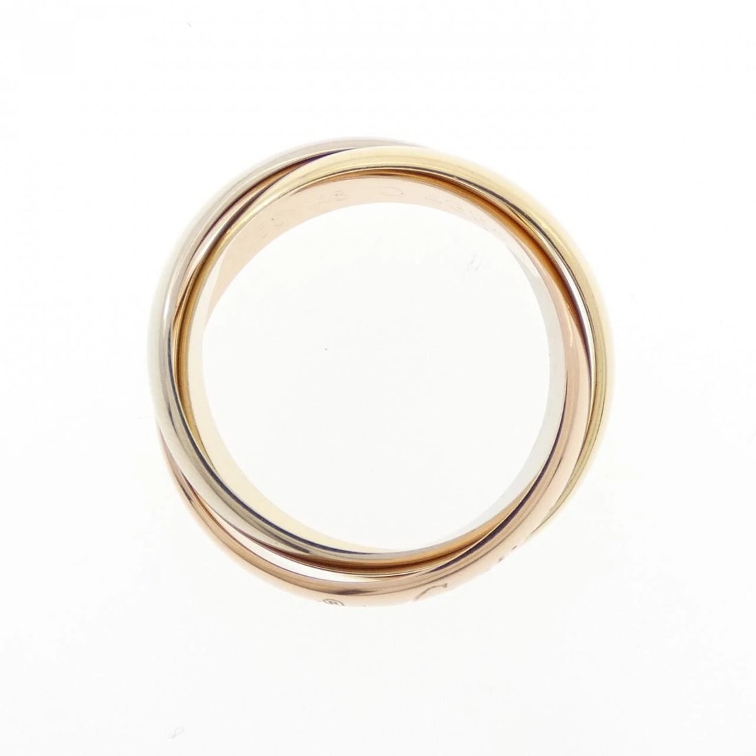 CARTIER TRINITY RING: Cartier Trinity Ring Brand: Cartier Type: Ring Material: 750 Yellow Gold 750 White Gold 750 Pink Gold Color: Yellow Gold White Gold Pink Gold Size: 4.5-5 (US size) (48) Accessories: None