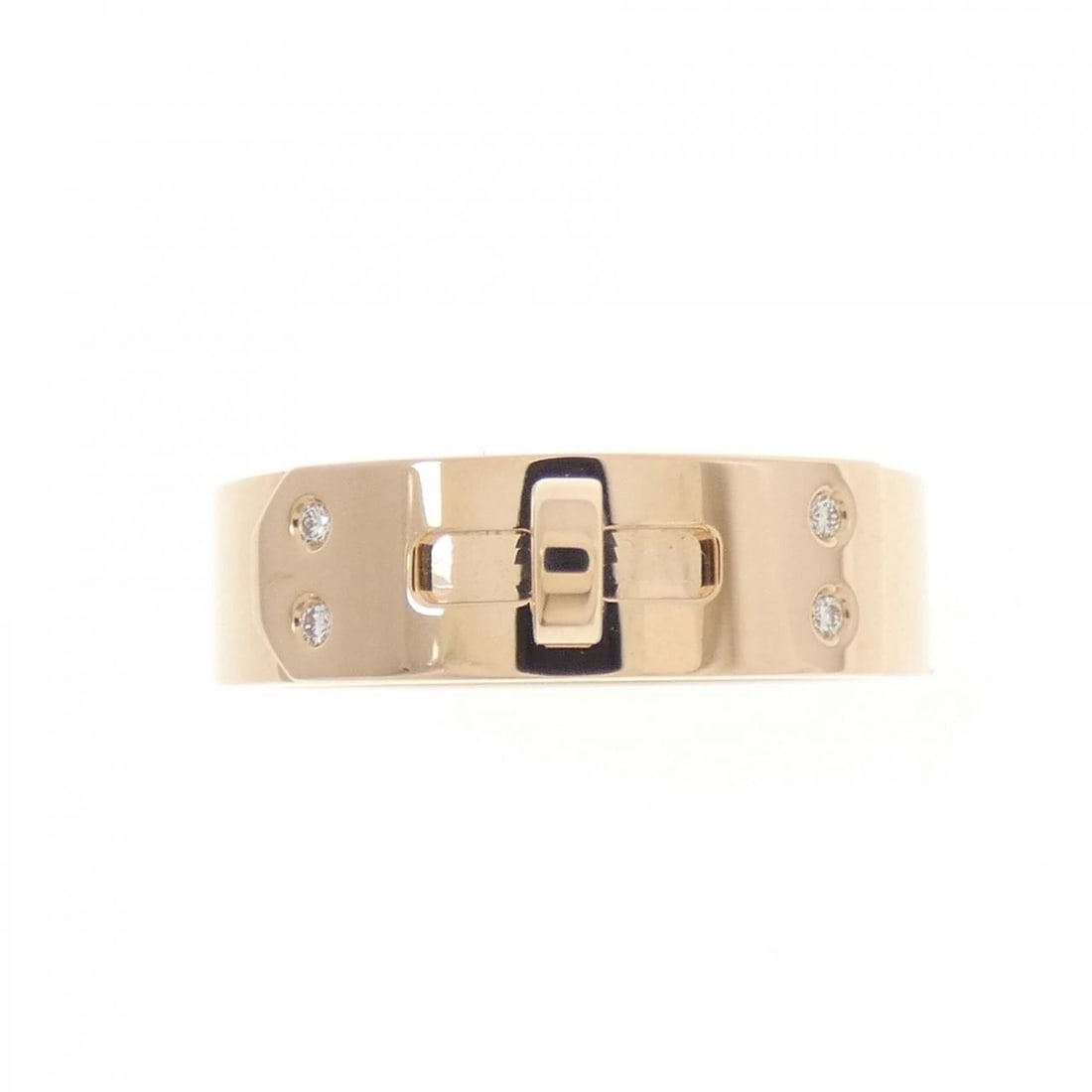 HERMES KELLY RING: HERMES Kelly Ring Brand: HERMES Type: Ring Material: 750 Pink Gold Main Stone/Creation Natural Color: Pink Gold Size: 4.5-5 (US size) (48) Accessories: None Accessories Notice: When