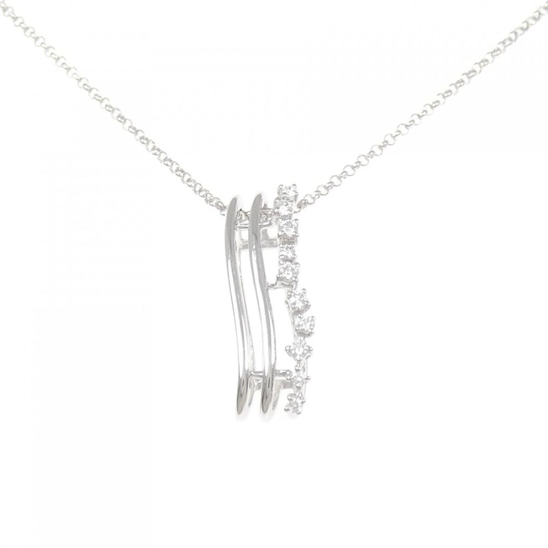 TASAKI DIAMOND NECKLACE: TASAKI Diamond Necklace Brand: TASAKI Type: Necklace Material: K18 White Gold Main Stone/Creation Natural Color: White Gold Size: 46cm Pendant top H x W: 22.9mmx7.4mm Chain Max. W: 1.3mm 