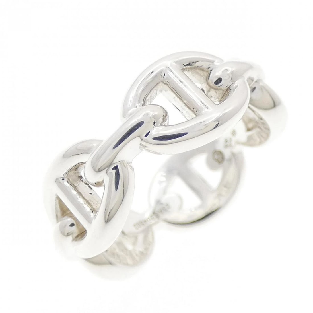 HERMES CHAINE D'ANCRE ENCHENE RING: HERMES Chaine d'Ancre Enchene Ring Brand: HERMES Type: Ring Material: 925 Silver Color: Silver Size: 5 (US size) Accessories: None Accessories Notice: When purchasing pre-owned goods, please
