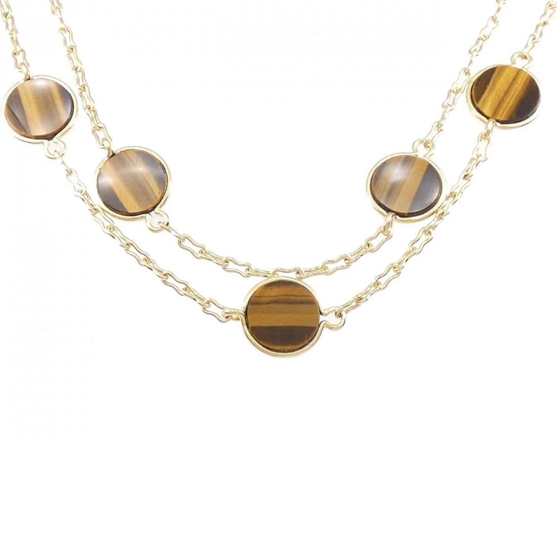 VAN CLEEF & ARPELS TIGER EYE NECKLACE: Van Cleef & Arpels Tiger Eye Necklace Brand: Van Cleef & Arpels Type: Necklace Material: 18K Yellow Gold Main Stone/Creation Tiger Eye Color: Yellow Gold Size: 80cm Accessories: None