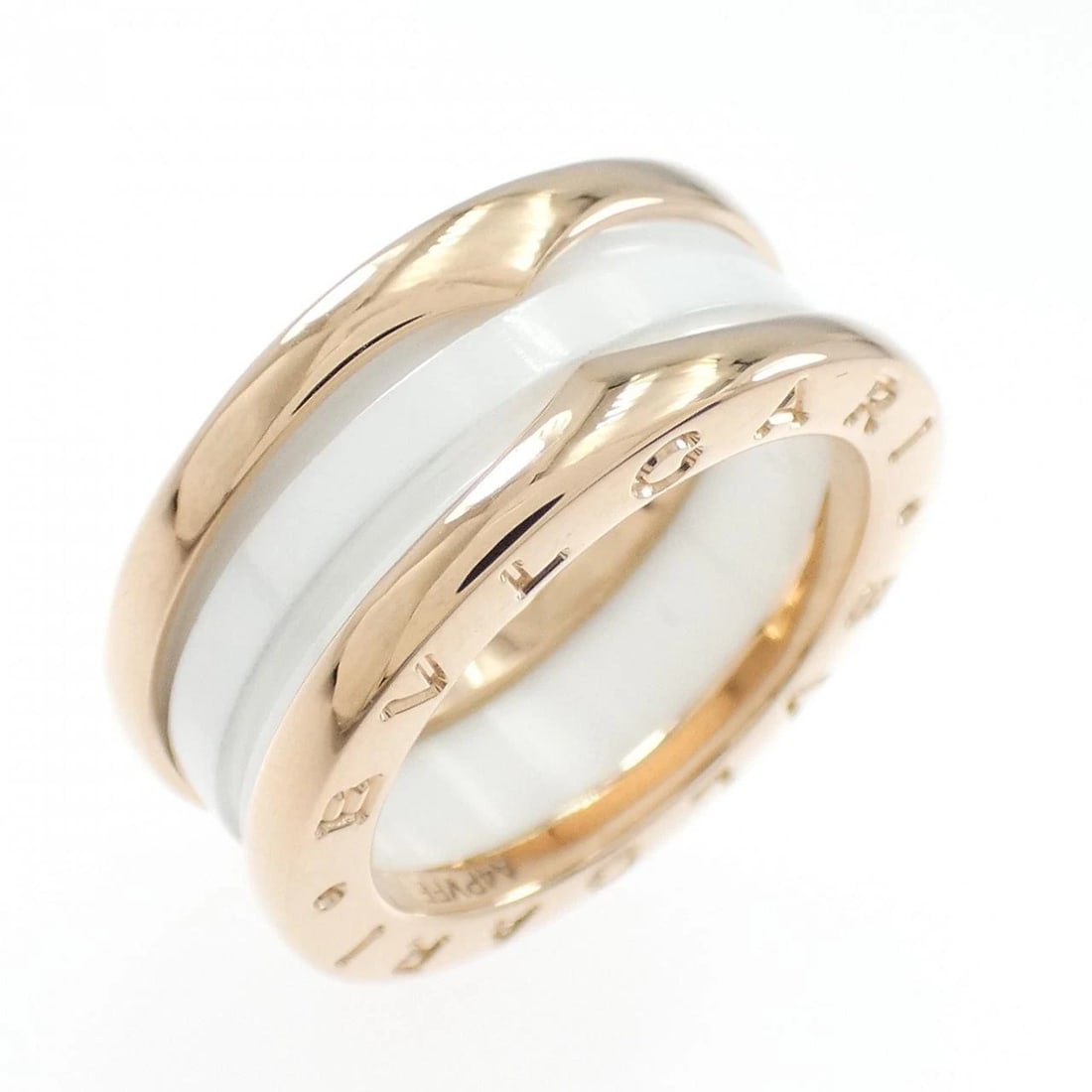 BVLGARI B.ZERO1 2-BAND RING: BVLGARI B.zero1 2-Band Ring Brand: BVLGARI Type: Ring Material: 750 Pink Gold ceramic Color: Pink Gold ceramic Size: 5.5 (US size) (51) Accessories: None Accessories Notice: When purchasing