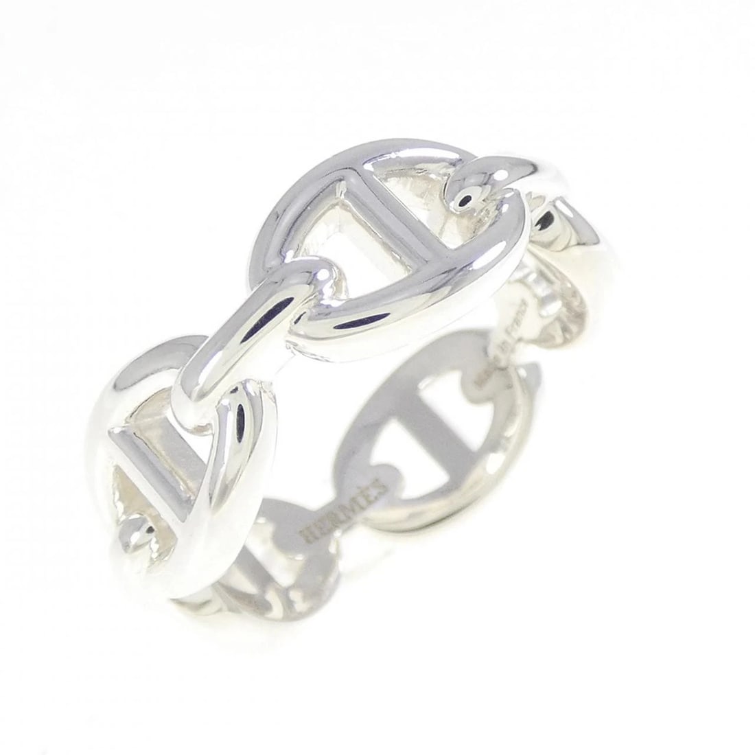 HERMES CHAINE D'ANCRE ENCHENE RING: HERMES Chaine d'Ancre Enchene Ring Brand: HERMES Type: Ring Material: 925 Silver Color: Silver Size: 6-6.5 (US size) (52) Accessories: None Accessories Notice: When purchasing pre-owned