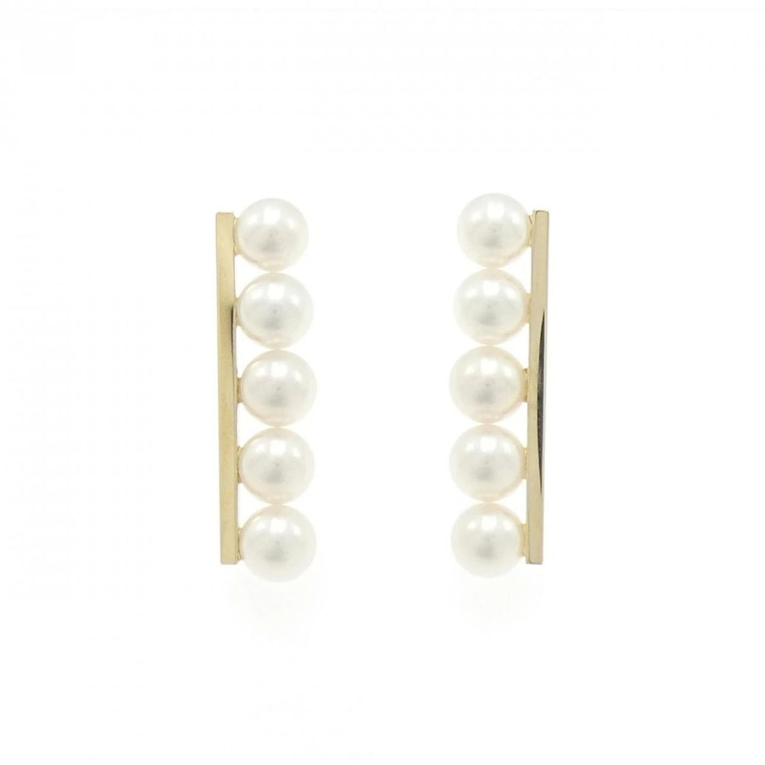 TASAKI BALANCE PLUS EARRINGS: TASAKI Balance plus Earrings Brand: TASAKI Type: Earrings Material: 750 Yellow Gold Main Stone/Creation Akoya Pearl Color: Yellow Gold Size: ActualSize HxW: 28.0mmx7.1mm Accessories: None