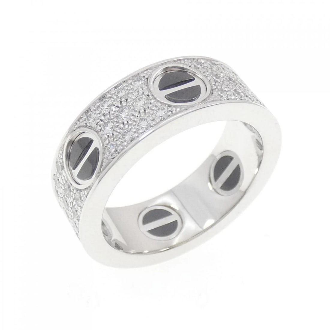 CARTIER LOVE RING: Cartier Love Ring Brand: Cartier Type: Ring Material: 750 White Gold ceramic Main Stone/Creation Natural Color: White Gold ceramic Size: 5.5 (US size) Accessories: None Accessories Notice: