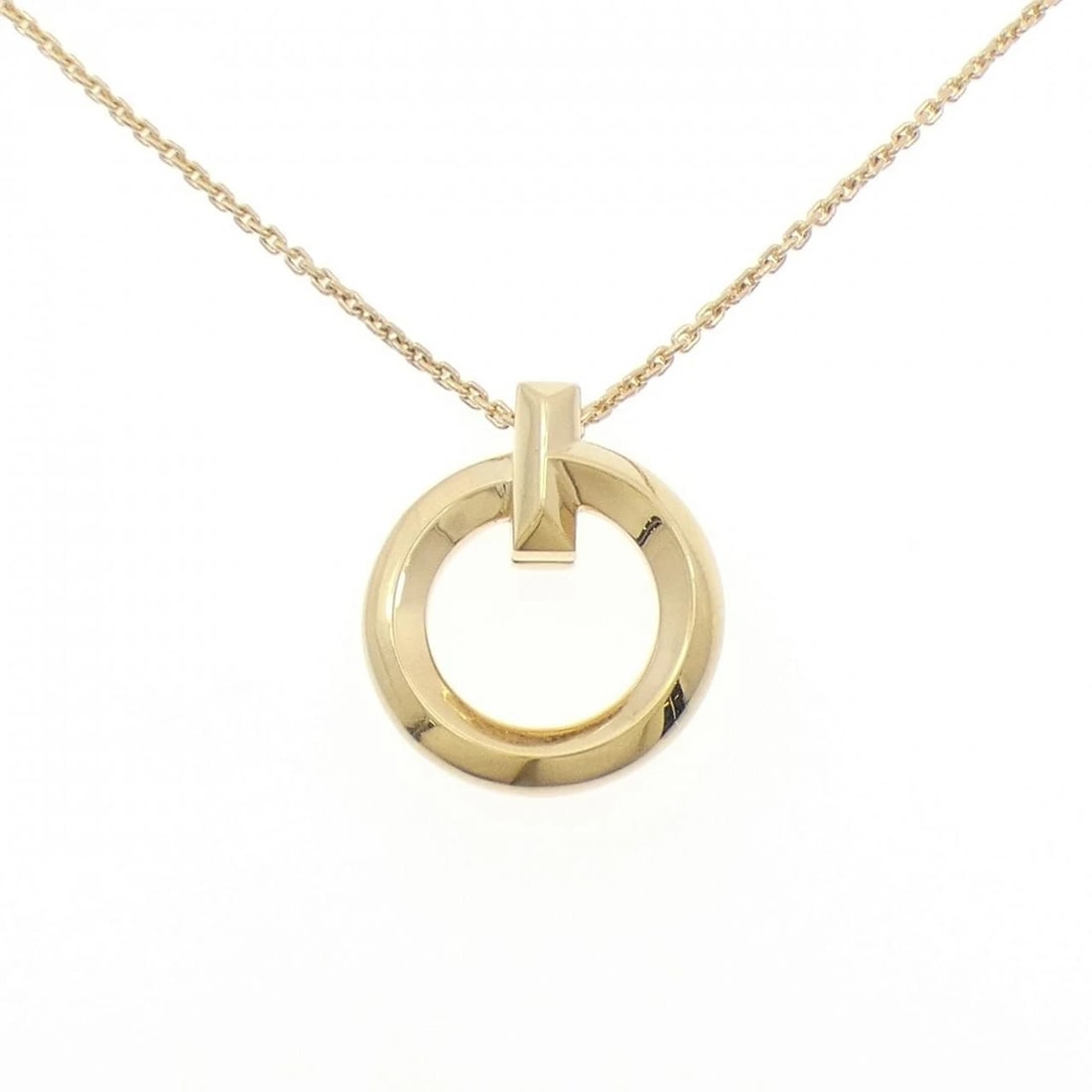 TIFFANY T-ONE CIRCLE NECKLACE: Tiffany T-one Circle Necklace Brand: Tiffany Type: Necklace Material: 750 Yellow Gold Color: Yellow Gold Size: 40cm-45cm Accessories: None Accessories Notice: When purchasing pre-owned goods,