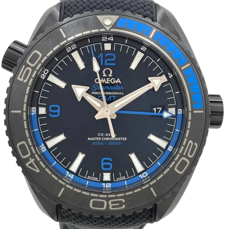 OMEGA SEAMASTER PLANET OCEAN CO-AXIAL BLACK WATCH: Omega Seamaster Planet Ocean Co-Axial Black Brand: OMEGA Type: Wrist watch Material: ceramic Color: Dial Black Size: [ Case size ] 46mm / Case shape: Round face / Case thickness: 17mm Accessories