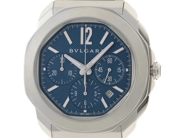 BVLGARI OCTO ROMA BLUE WATCH: BVLGARI Octo Roma Blue Brand: BVLGARI Type: Wrist watch Material: SS Color: Dial Blue Size: [ Case size ] 42mm (nominal) [ Arm circumference size ] Maximum 17.5cm Accessories: None Accesso