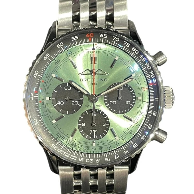 BREITLING NAVITIMER CHRONOGRAPH MINT GREEN WATCH (1 of 3)