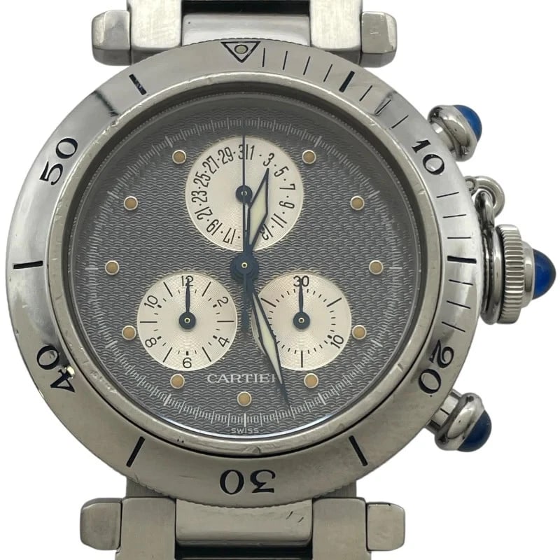 CARTIER PASHA CHRONOREFLEX GREY QUARTZ WATCH (1 of 8)