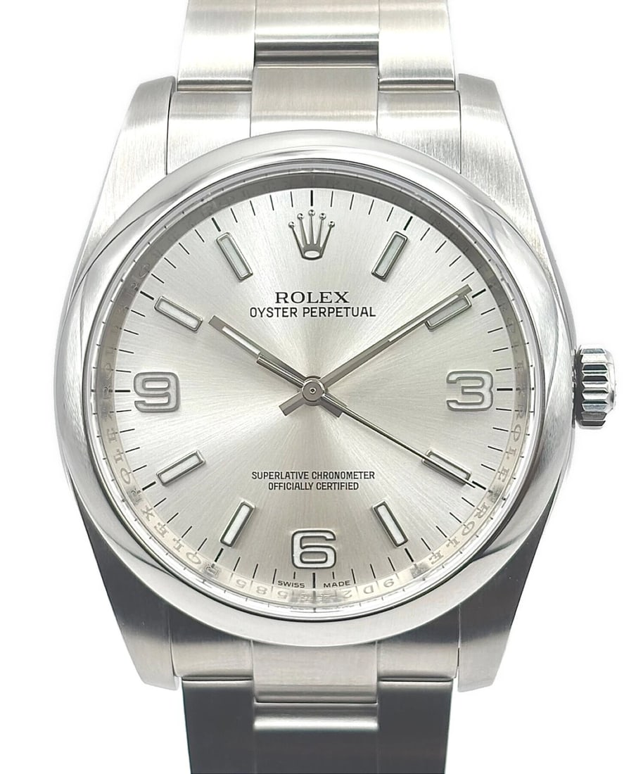 ROLEX OYSTER PERPETUAL SILVER DIAL WATCH (1 of 8)