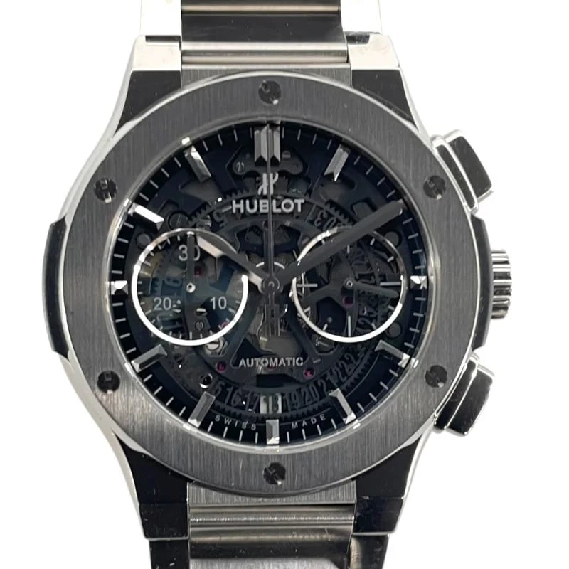 HUBLOT CLASSIC FUSION CHRONOGRAPH BLACK WATCH: Hublot Classic Fusion Chronograph Black Brand: HUBLOT Type: Wrist watch Material: SS Color: Dial Black Size: [ Case size ] 45mm / Case shape: Round face / Case thickness: 13.4mm [ Arm