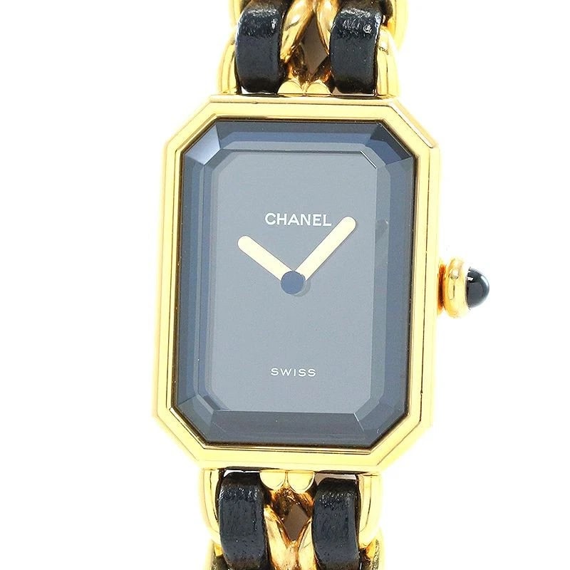 CHANEL PREMIÈRE S SIZE BRACELET MODEL WATCH: Chanel Première S Size Bracelet Model Brand: CHANEL Type: Wrist watch Material: Case Material Stainless Steel (Gold Plated) Band Material Stainless steel (gold plated)/calfskin Color: Dial Black