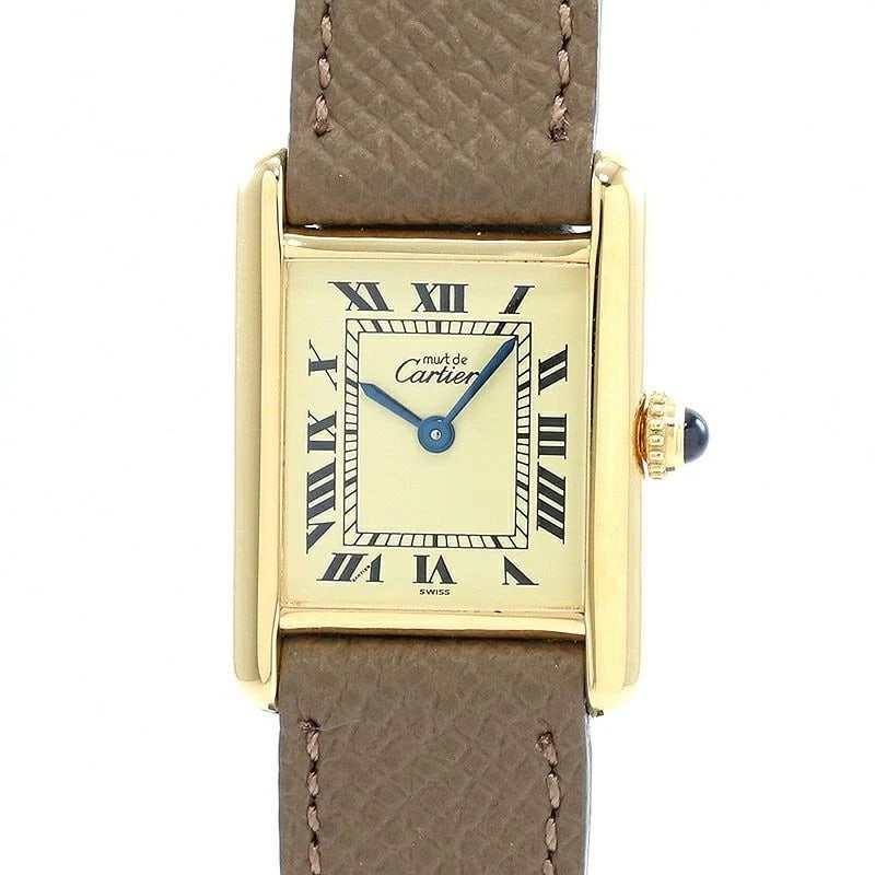 CARTIER MUST TANK SM VERMEIL WATCH: Cartier Must Tank SM Vermeil Brand: CARTIER Type: Wrist watch Material: Case Material Silver 925 (Gold Plated) Band Material New aftermarket calfskin/stainless steel (gold-plated) buckle Color: