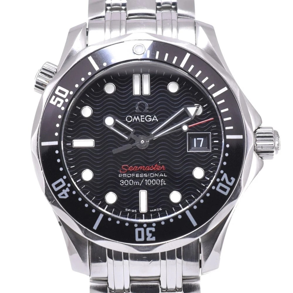 OMEGA SEAMASTER BLACK DIAL QUARTZ WATCH (1 of 8)