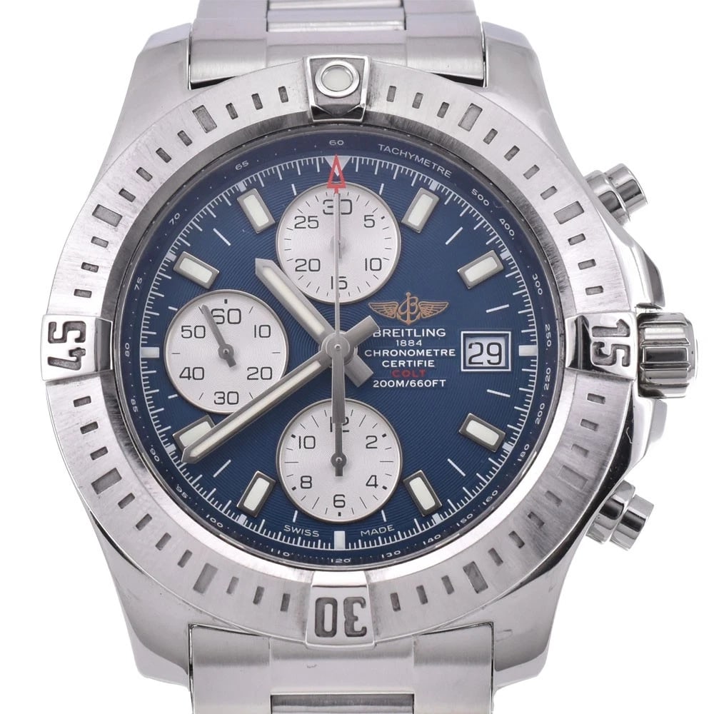 BREITLING COLT CHRONOGRAPH BLUE DIAL WATCH (1 of 6)