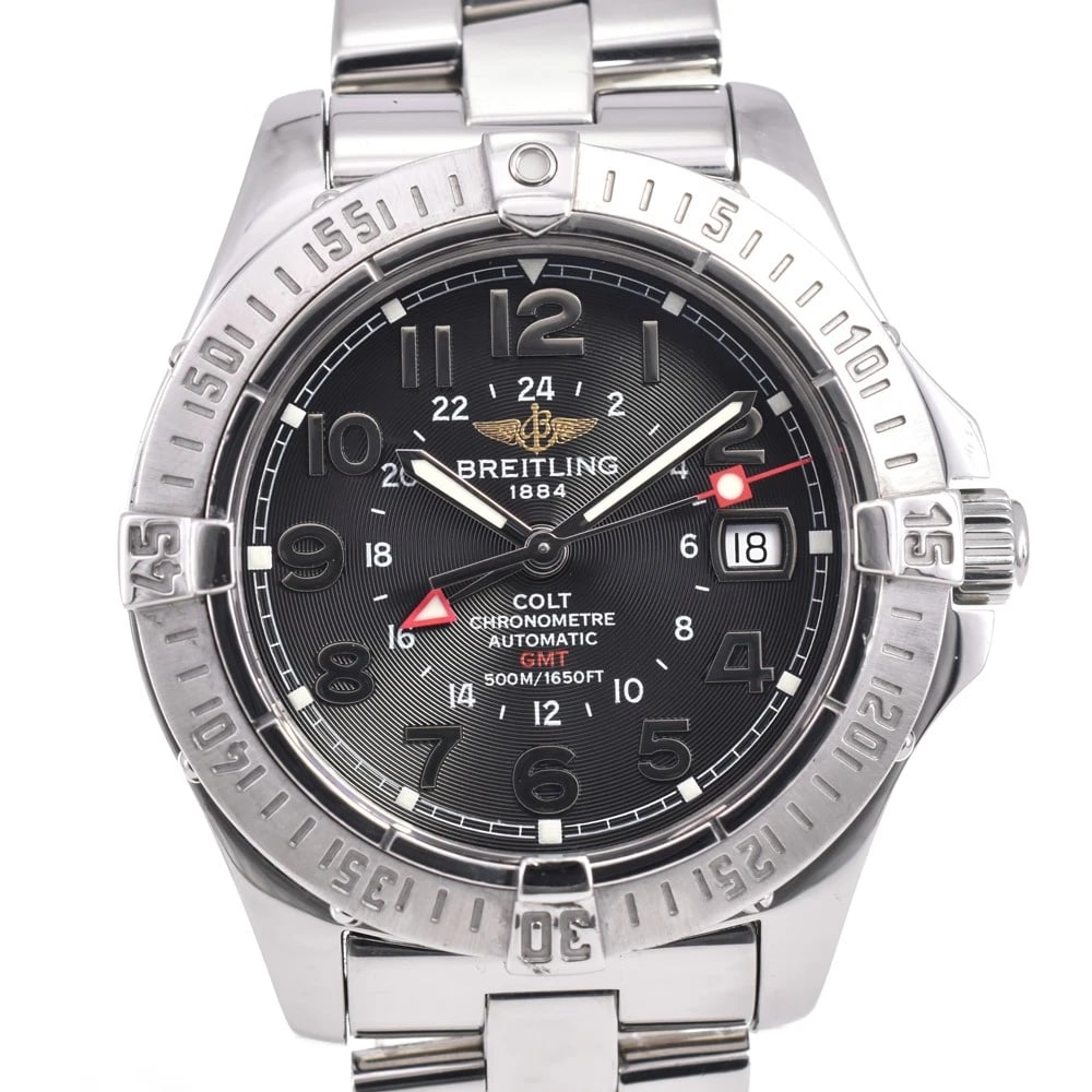 BREITLING COLT GMT BLACK DIAL WATCH (1 of 6)