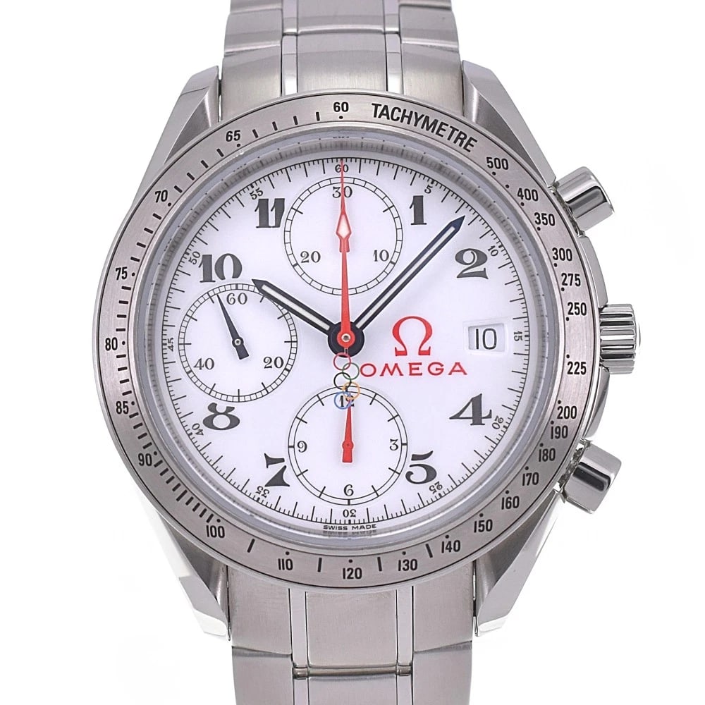 OMEGA SPEEDMASTER OLYMPIC COLLECTION WATCH: OMEGA Speedmaster Olympic Collection Brand: OMEGA Type: Wristwatch Material: Band Material Stainless Steel, Case Material Stainless Steel Color: Dial Color white Band Color Silver Case Color Silver