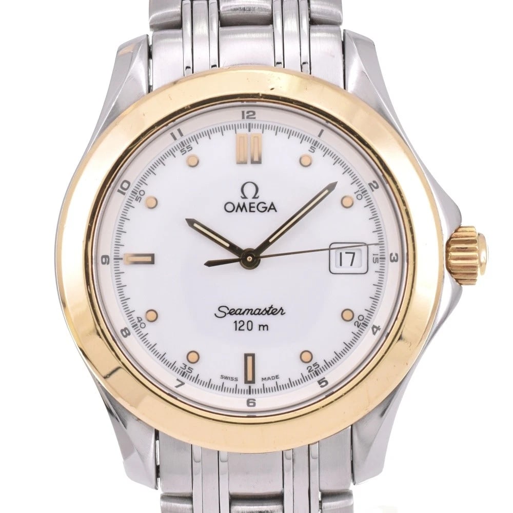 OMEGA SEAMASTER BEZEL WHITE DIAL QUARTZ WATCH (1 of 9)