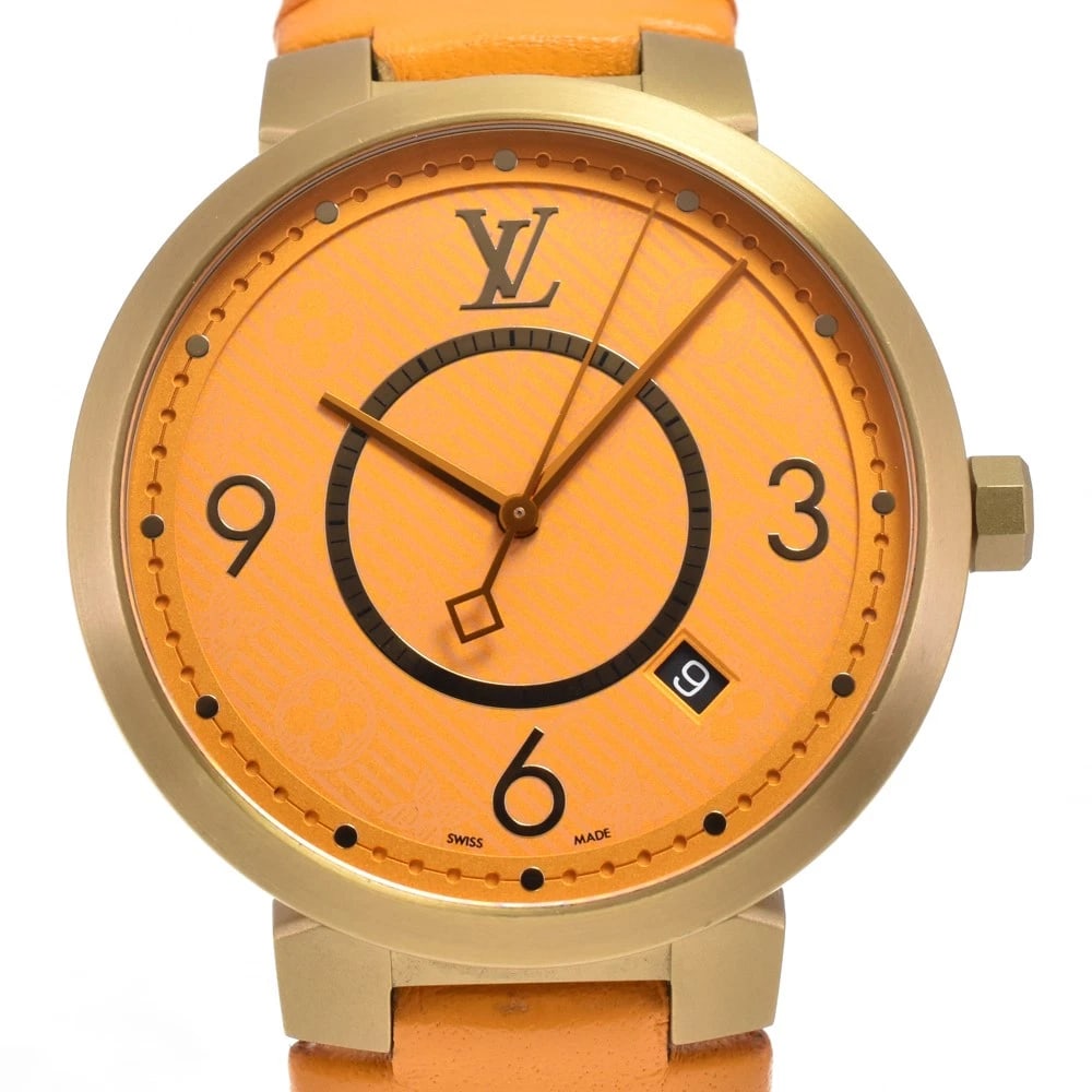 LOUIS VUITTON TAMBOUR ORANGE DIAL QUARTZ WATCH (1 of 6)