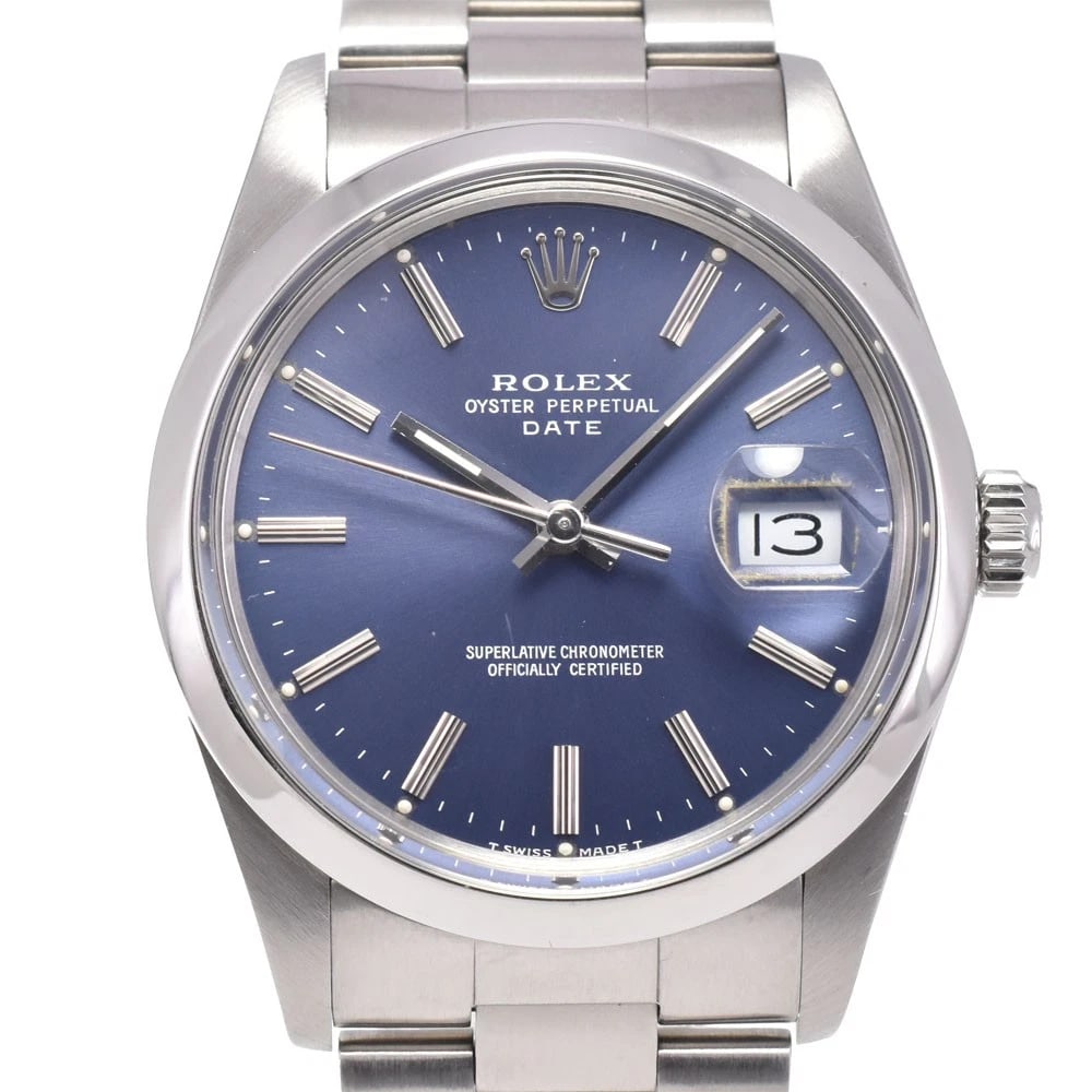 ROLEX OYSTER PERPETUAL VINTAGE WATCH: ROLEX Oyster perpetual vintage Brand: ROLEX Type: Wristwatch Material: Band Material Stainless Steel, Case Material Stainless Steel Color: Dial Color blue Band Color Silver Case Color Silver Size: