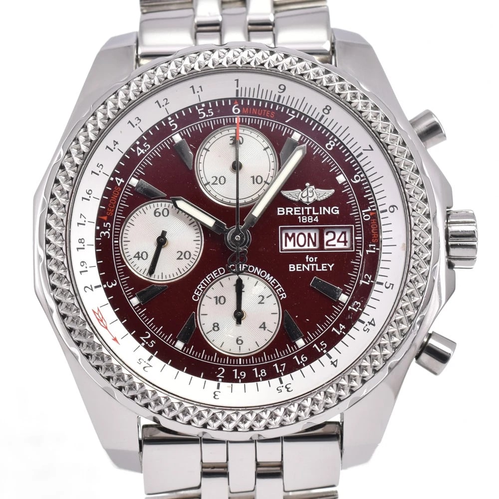 BREITLING BENTLEY CHRONOGRAPH WINE-RED DIAL WATCH (1 of 5)