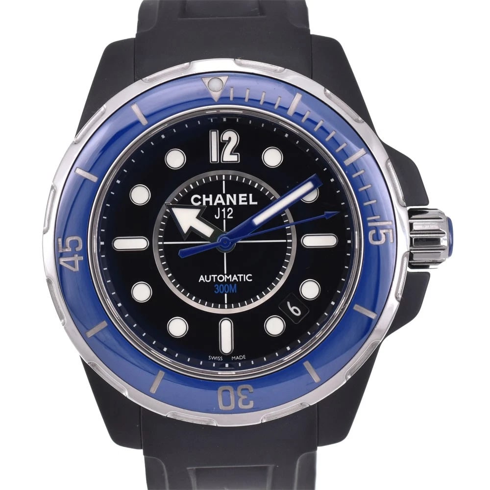 CHANEL J12 MARINE BLACK CERAMIC WATCH: CHANEL J12 Marine Black ceramic Watch Brand: CHANEL Type: Wristwatch Material: Band Material rubber, Case Material ceramic Color: Dial Color black Band Color black Case Color black Size: Case size
