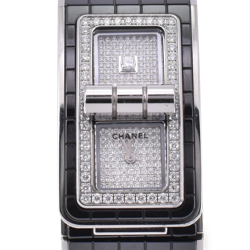 CHANEL CERAMIC/SS/DIAMOND DIAL QUARTZ WATCH (1 of 5)