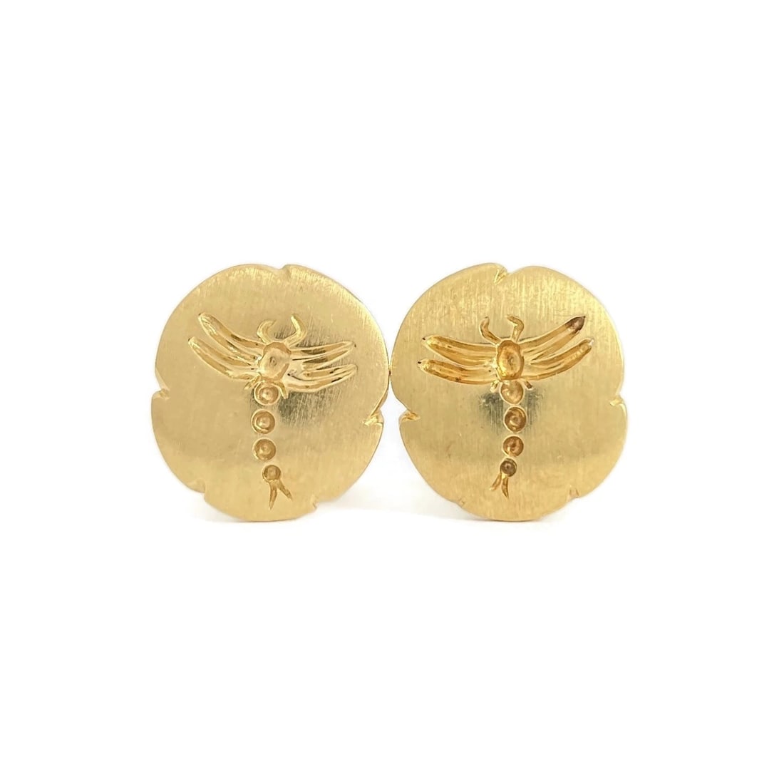 TIFFANY & CO. ITALIAN DRAGONFLY DROP STUD EARRINGS: Tiffany & Co. Italian Dragonfly Drop Stud Earrings Brand: Tiffany & Co. Type: Earrings Material: 18K yellow gold Color: Gold Size: Measurements: 15.6 mm x 14 mm Accessories: None Accessories