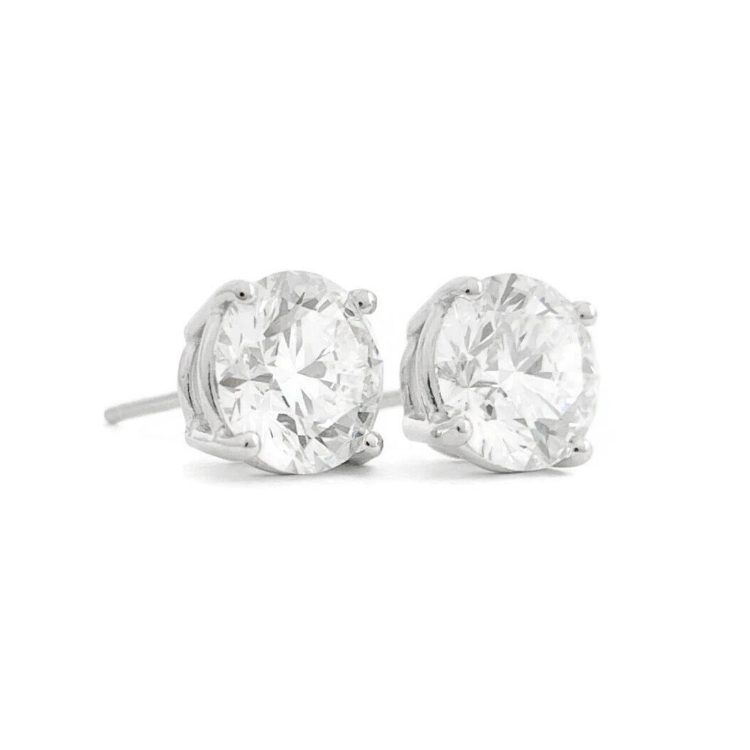 ROUND DIAMOND STUD EARRINGS 14K WHITE GOLD (1 of 2)
