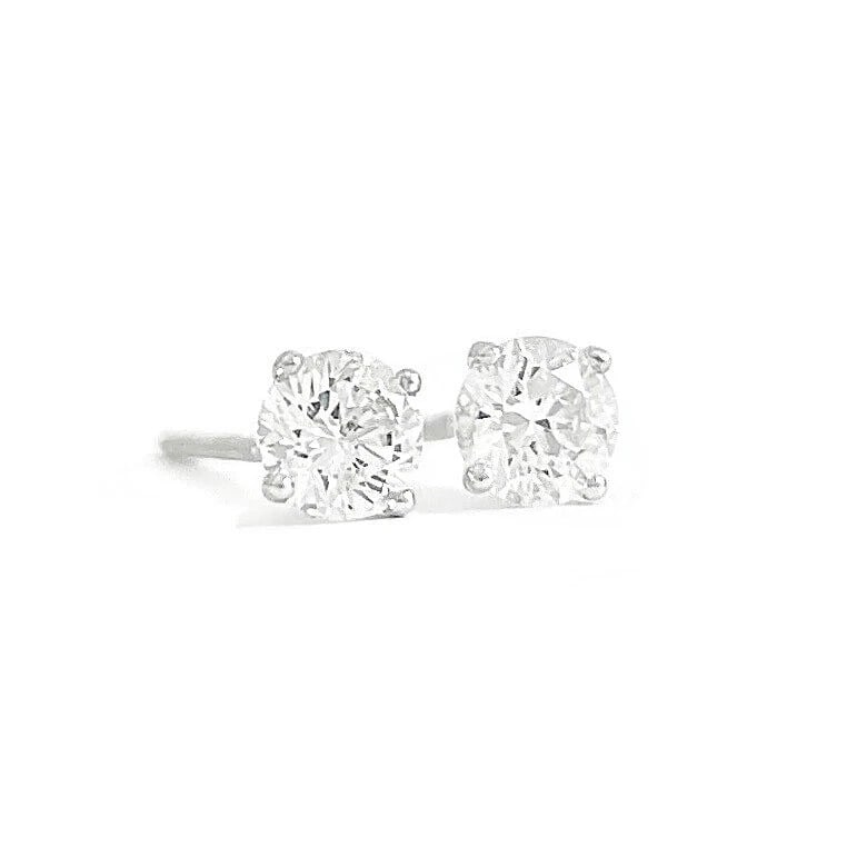 ROUND DIAMOND STUD EARRINGS 14K WHITE GOLD (1 of 3)
