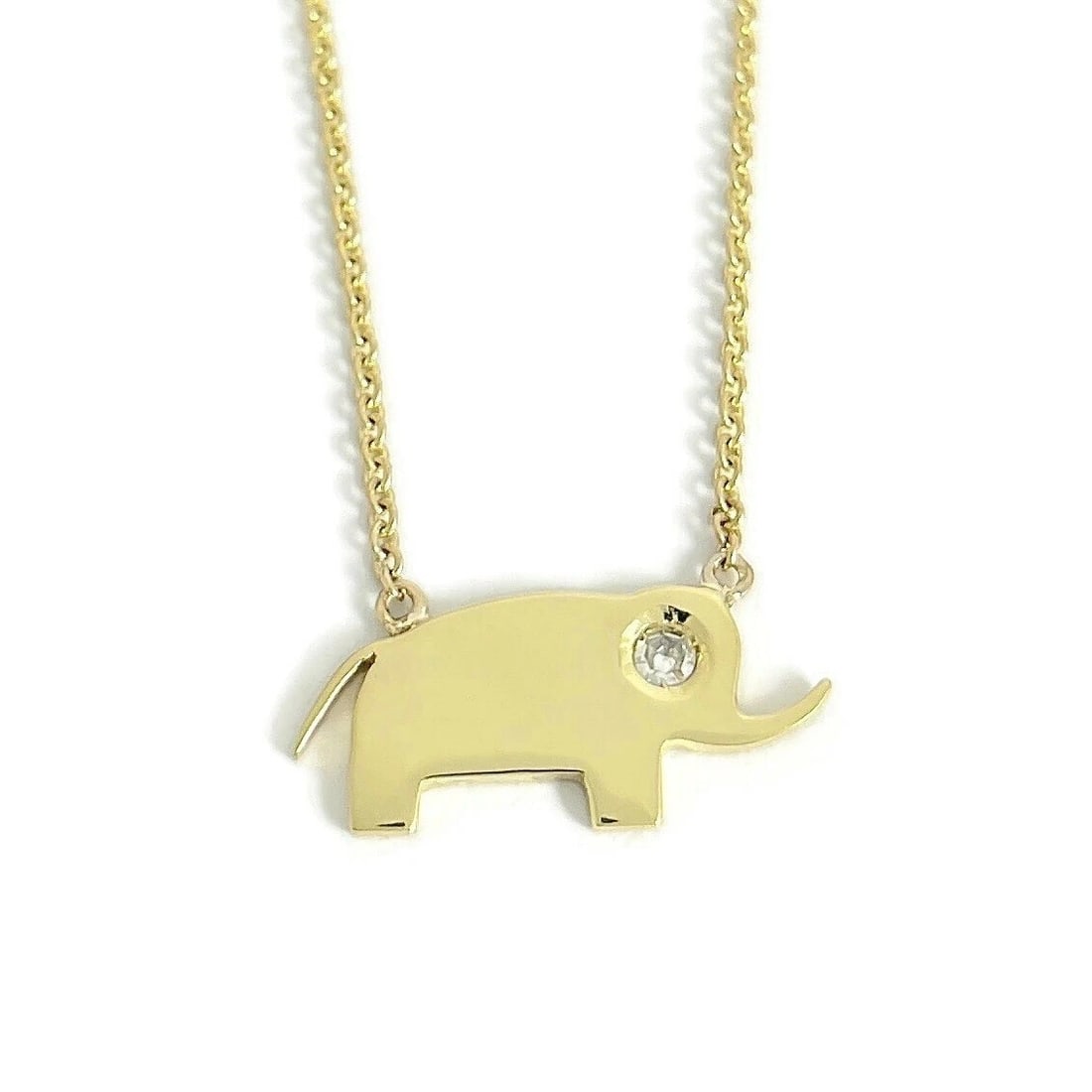 DIAMOND ELEPHANT ANIMAL PENDANT NECKLACE 18K (1 of 2)