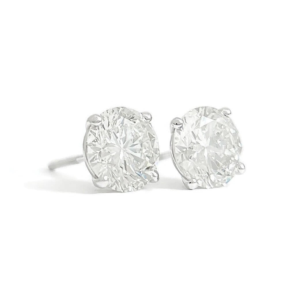 ROUND DIAMOND STUD EARRINGS 14K WHITE GOLD (1 of 3)