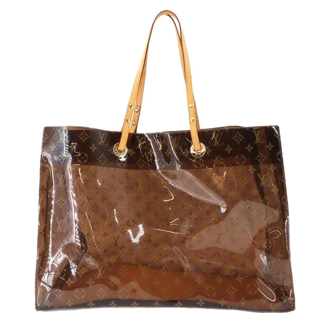 LOUIS VUITTON MONOGRAM VINYL CABAS CRUISE TOTE BAG: LOUIS VUITTON Monogram Vinyl Cabas Cruise Tote Bag Brand: LOUIS VUITTON Type: Tote Bag Material: Monogram Vinyl , Leather Color: Brown Size: W 18.50 inch, H 13.39 inch, D 7.87 inch Handle 20.9inch