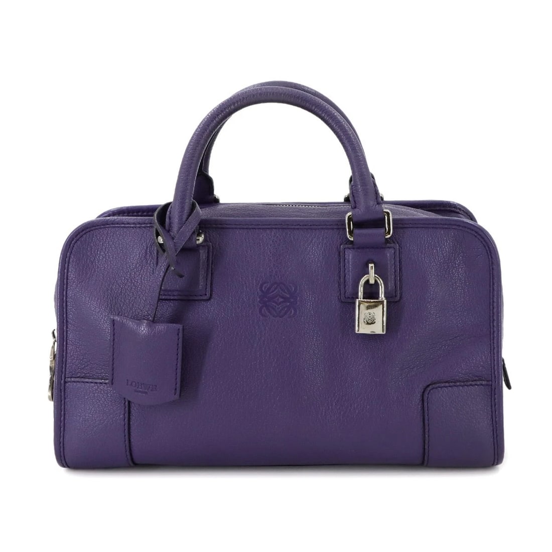 LOEWE AMAZONA 28 HAND BAG LEATHER PURPLE ANAGRAM PURSE (1 of 5)