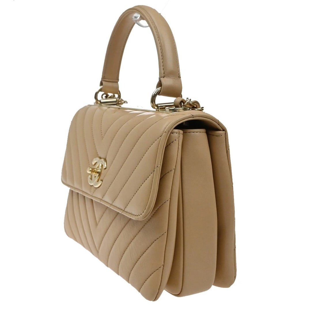 CHANEL TRENDY CC V STITCH CHAIN SHOULDER HAND BAG LEATHER BEIGE (1 of 10)