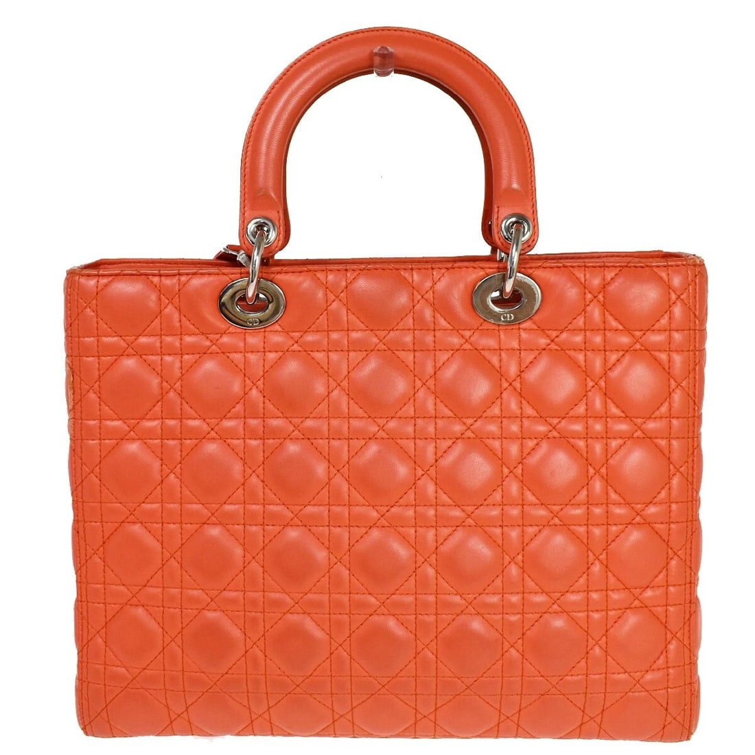 CHRISTIAN DIOR LOGO LADY CANNAGE 2WAY SHOULDER HAND BAG: CHRISTIAN DIOR Logo Lady Cannage 2Way Shoulder Hand Bag Brand: Christian Dior Type: Shoulder Hand Bag Material: Canvas Color: Orange Size: W 12.6 x H 9.8 x D 4.7 " (approx.) HANDLE DROP ( inch /cm