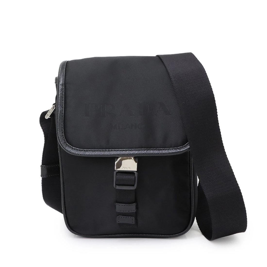 PRADA SHOULDER BAG NYLON SAFFIANO LEATHER NERO BLACK: PRADA Shoulder Bag Nylon Saffiano Leather Nero Black Brand: PRADA Type: Shoulder Bag Material: Nylon , Saffiano Leather Color: Nero Size: W 5.91 inch, H 8.27 inch, D 2.76 inch Shoulder (max.) 48.8