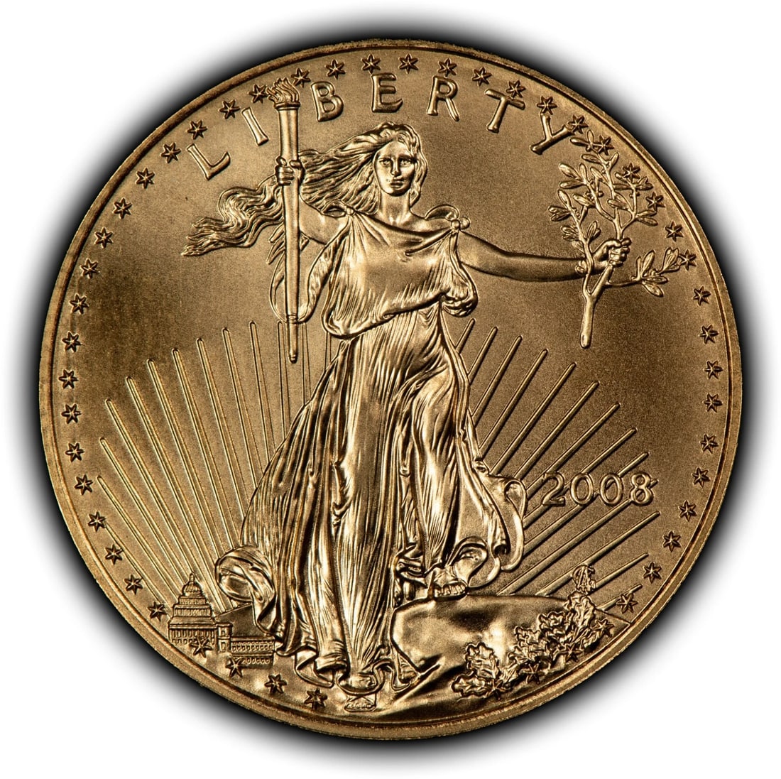 2008 G$25 1/2 OZ GOLD AMERICAN EAGLE: 2008 G$25 1/2 oz Gold American Eagle Brand/Mint: U.S. Mint Year: 2008 Fineness: 0.9167 Composition: Gold Coin: American Eagle Denomination: $25 Country of Origin: United States A